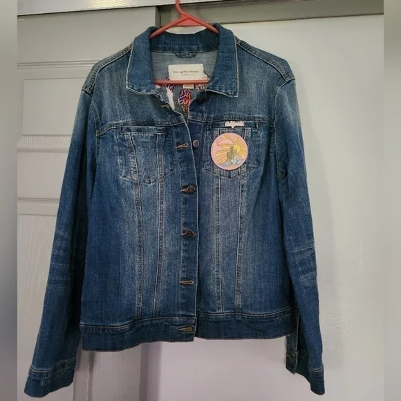 Upcycle Anthropologie Pilcro and the Letterpress Amore Jean Jacket size Small - Picture 2 of 9